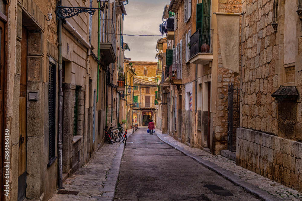 Narrow street in Mallorca, Spain