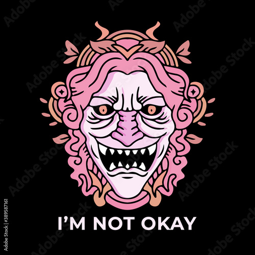Devil head illustration for poster, sticker, or apparel merchandise.With tribal and hipster style.