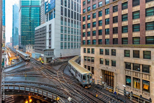 The loop long circuit of elevated rail that forms the hub of the Chicago 