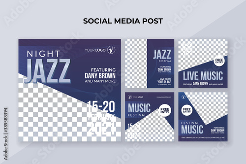 Jazz music festival banner. Suitable for music event flyer, poster and social media post template