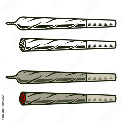 Joints with marijuana rolled and smoldering vector