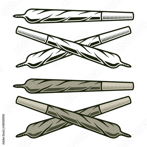 Marijuana rolled joints vector objects or elements
