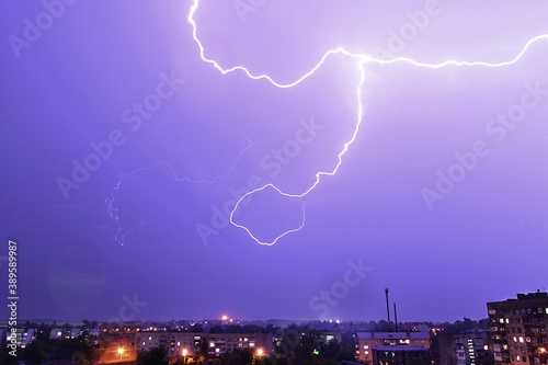 lightning over the city