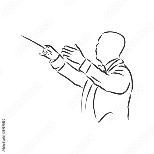 cartoon, hand drawn, vector, sketch, illustration of kapellmeister, conductor vector sketch illustration