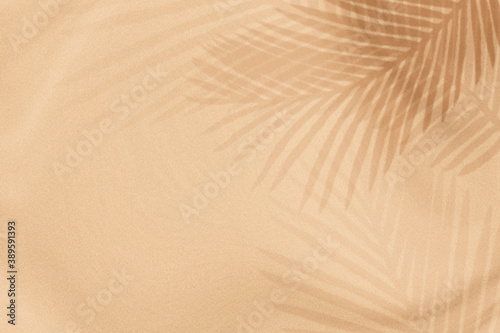 Palm leaves shadow on a beige background