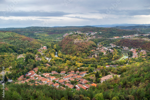 Aerial panoramic view of Veliko Tarnovo, Bulgaria