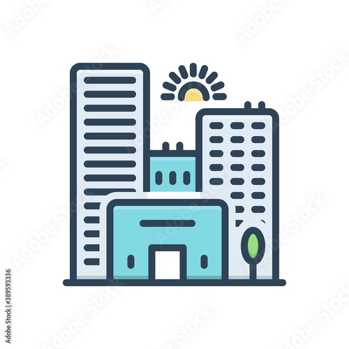 Color illustration icon for city