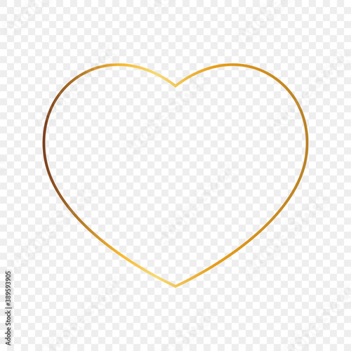 Gold glowing heart shape frame