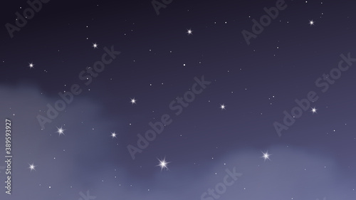 Night sky with clouds and many stars