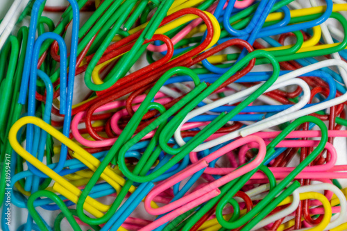 Many of colored paper clips