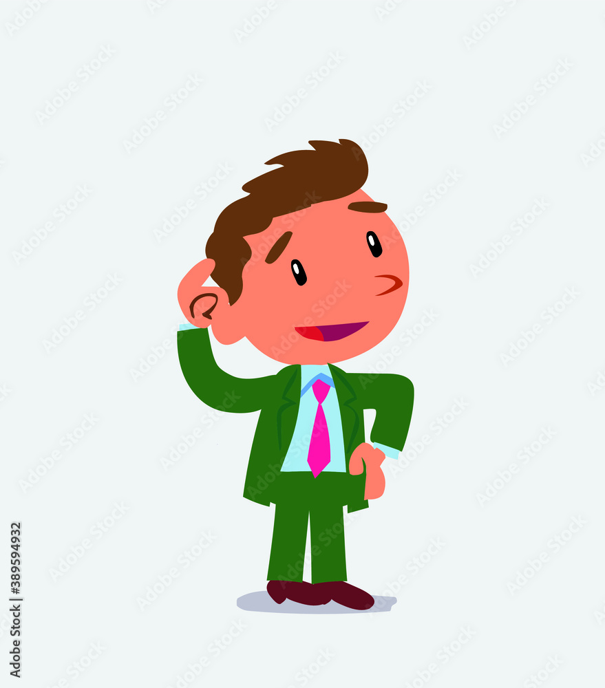 Thoughtful cartoon character of businessman scratching his head. Thoughtful cartoon character of businessman scratching his head.