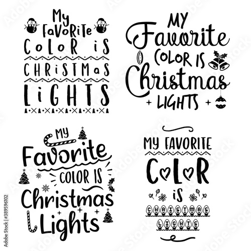 Fun Christmas calligraphy quotes set. Colorful typography designs for xmas decoration, cards, t shirts, mug, other prints with words and holiday elements. Stock vector lettering bundle isolated