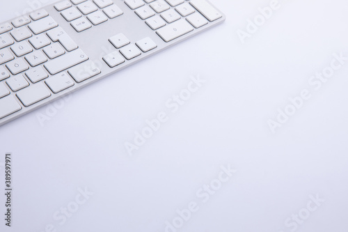 new modern computer keyboard isolated on white background, close view . High quality photo