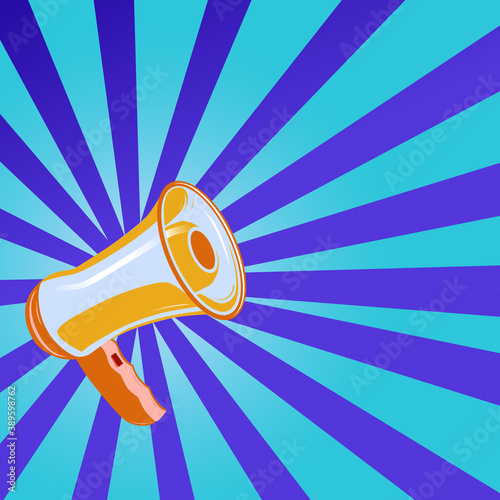 Megaphone. Loudspeaker. Vector illustration. Vector symbols withe voice megaphone. Commercial poster.