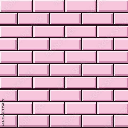 Pink brick texture pixel art. Vector picture.