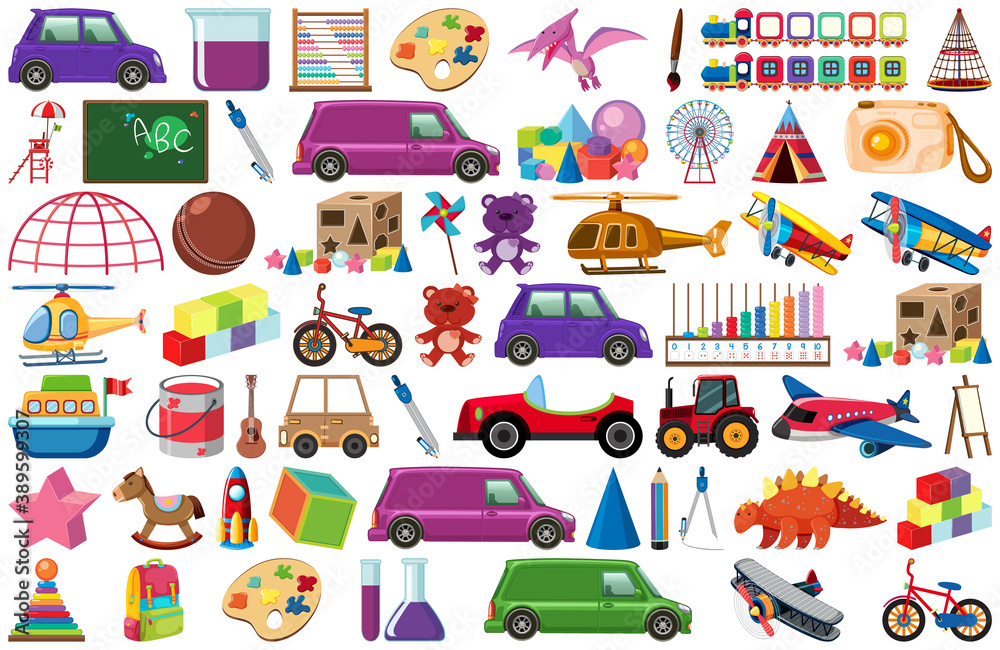 Set of various objects cartoon