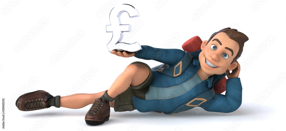 Fun illustration of a 3D cartoon backpacker Fun illustration of a 3D cartoon backpacker