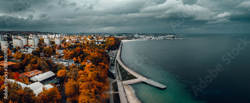 Panorama of Gdynia taken from the air in autumn
