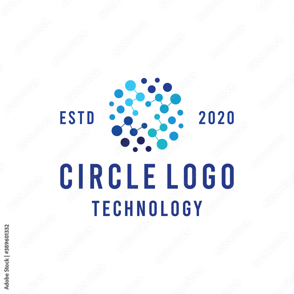 Circle Dot Connection Logo design Vector