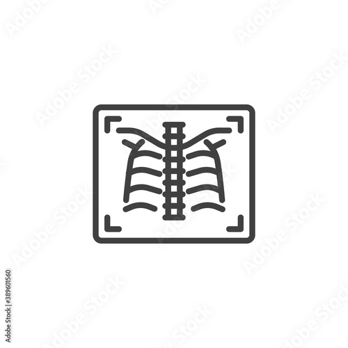 Chest xray line icon. linear style sign for mobile concept and web design. Chest scan x-ray outline vector icon. Symbol, logo illustration. Vector graphics