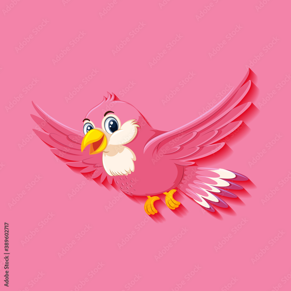 Obraz premium Cute pink bird cartoon character