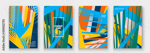 Modern cover collection design vector. Abstract retro style of colorful neon lines texture. Striped trend background. Futuristic geometric stripe pattern. Design presentation, template, business cards
