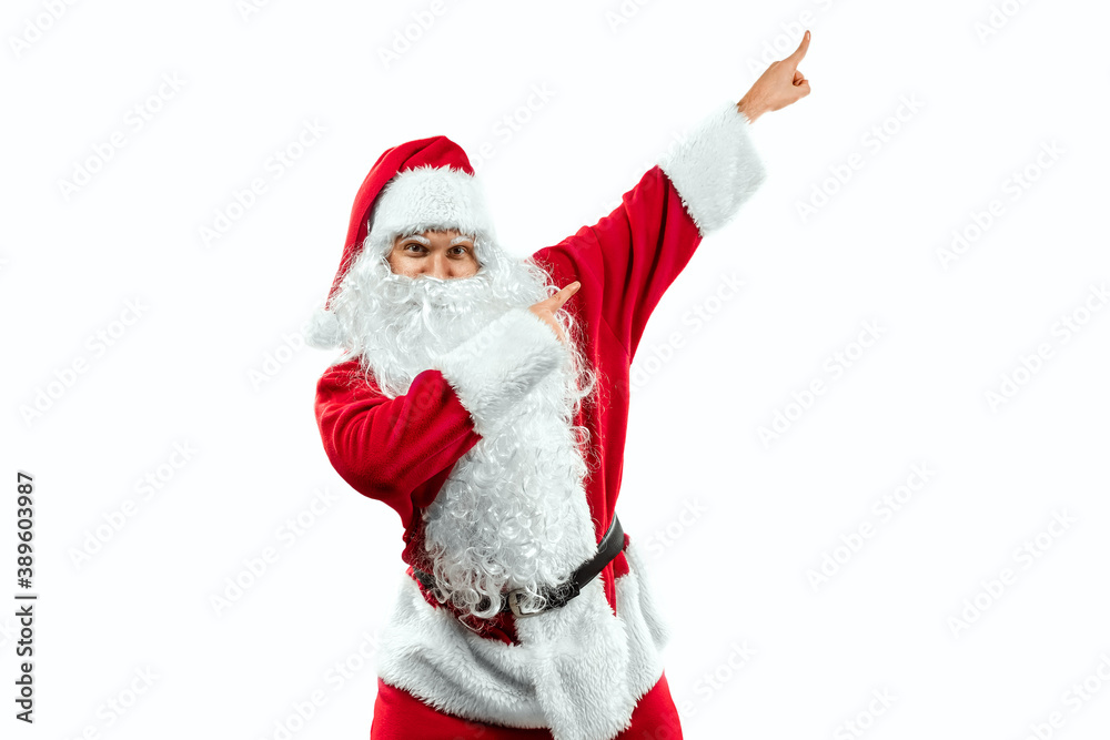 Santa Claus in a red suit on a white background isolate. Concept for Christmas Eve, Vacation, Festive Banner, New Year. Santa Claus in a red suit on a white background isolate. Concept for Christmas Eve, Vacation, Festive Banner, New Year.