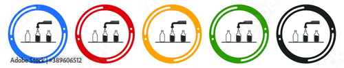 Automatic milkink system flat icon set. flat design vector illustration in 5 colors options for web design