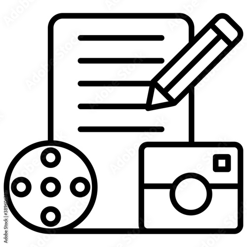 
Document with pen, article writing colored icon
