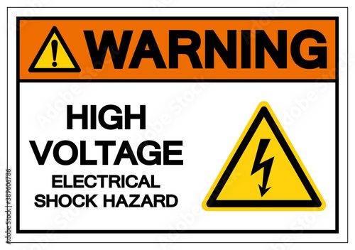 Warning High Voltage Electrical Shock Hazard Symbol Sign, Vector Illustration, Isolated On White Background Label .EPS10