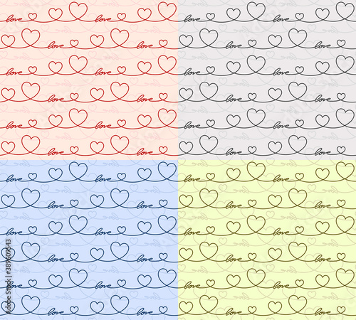 A Seamless red backgrounds with hearts.