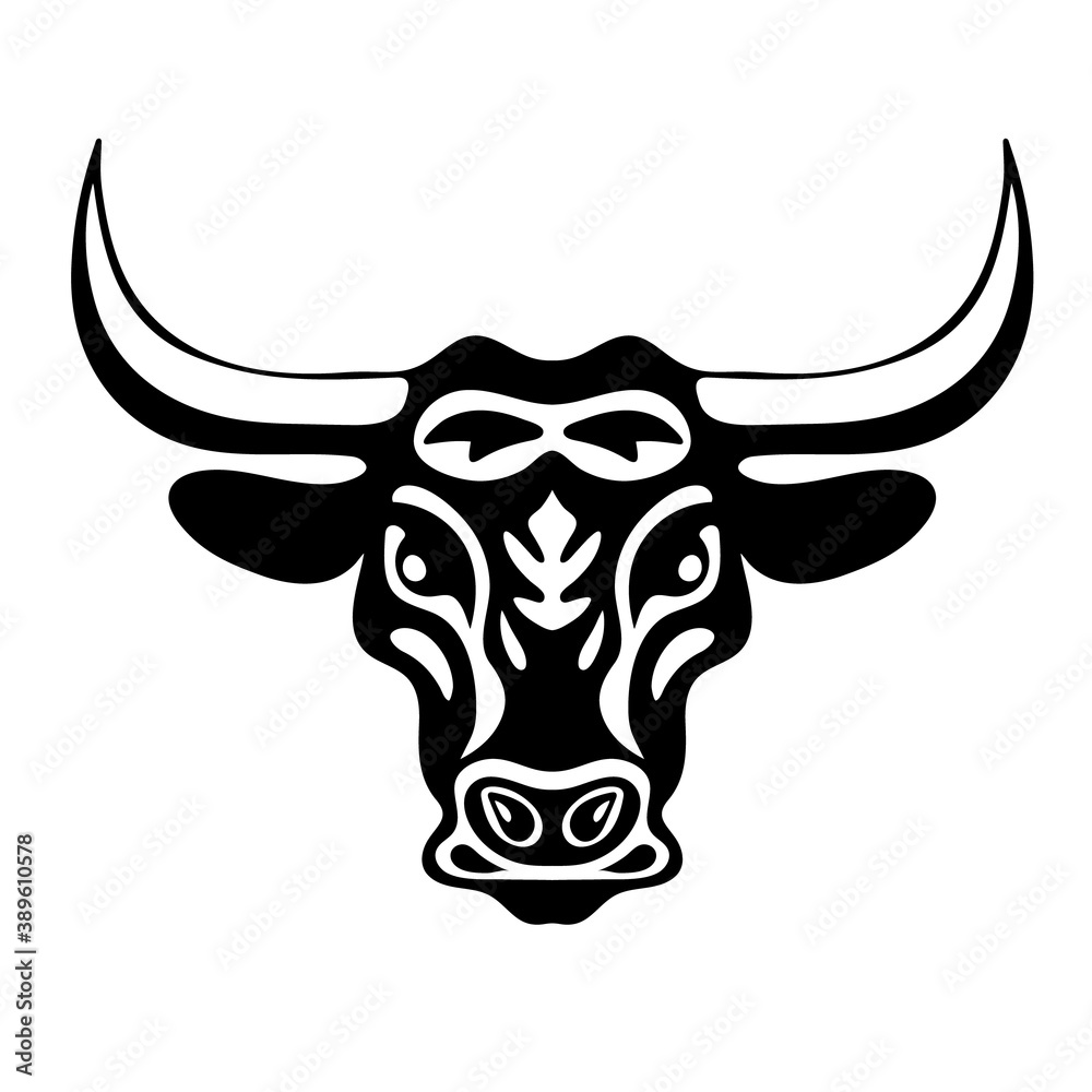 ox head silhouette symbol of year . bull icon