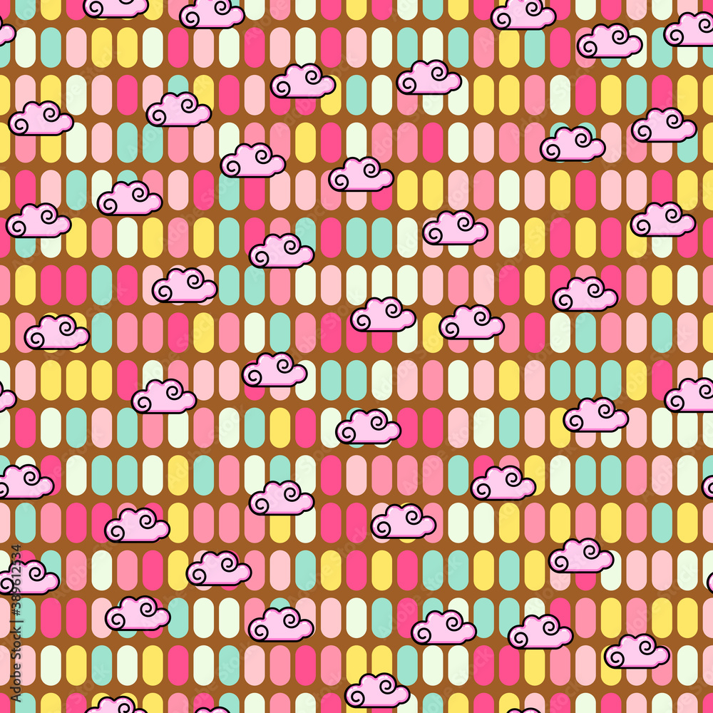 Cloud seamless pattern on white background. Paper print design. Abstract retro vector illustration. Trendy textile, fabric, wrapping. Modern space decoration. Cloud seamless pattern on white background. Paper print design. Abstract retro vector illustration. Trendy textile, fabric, wrapping. Modern space decoration.