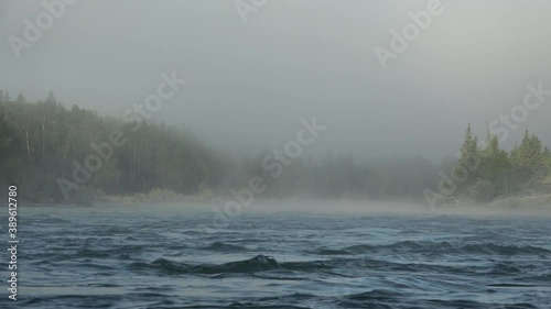 Wallpaper Mural Video of mountain Altai landscape with river Katun on foreground. Early morning. Mist over water. Torontodigital.ca