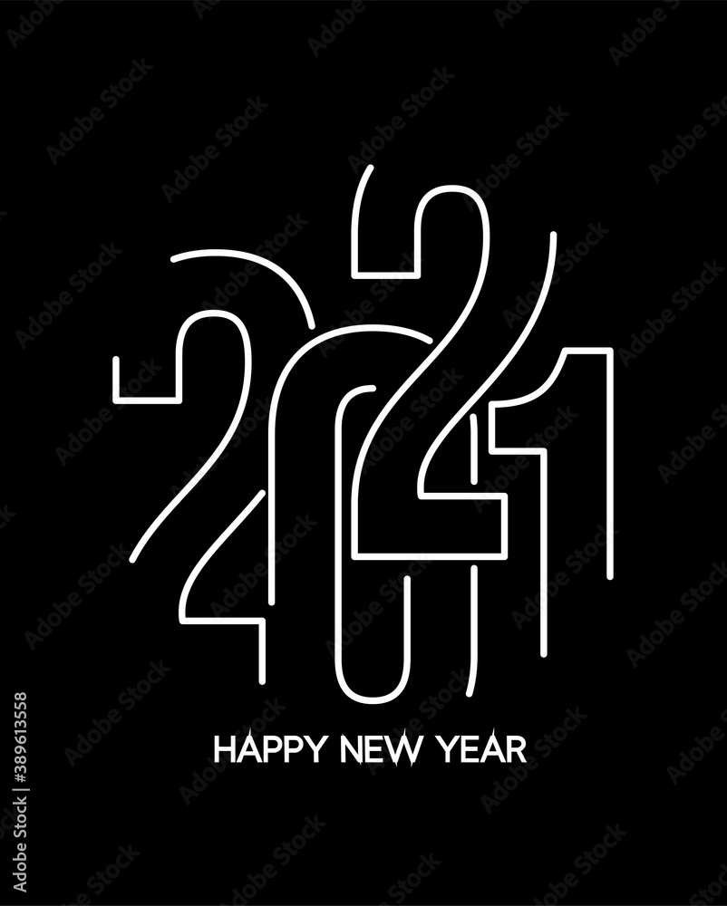 Happy New Year 2021 Text Typography Design Patter, Vector illustration. Happy New Year 2021 Text Typography Design Patter, Vector illustration.