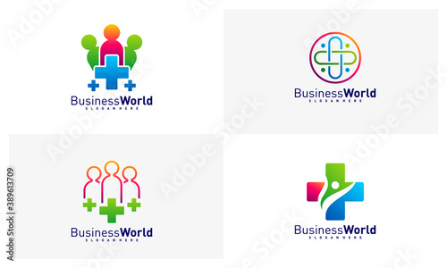 Set of Health care People logo design vector, Colorful Medical logo design template, Icon symbol