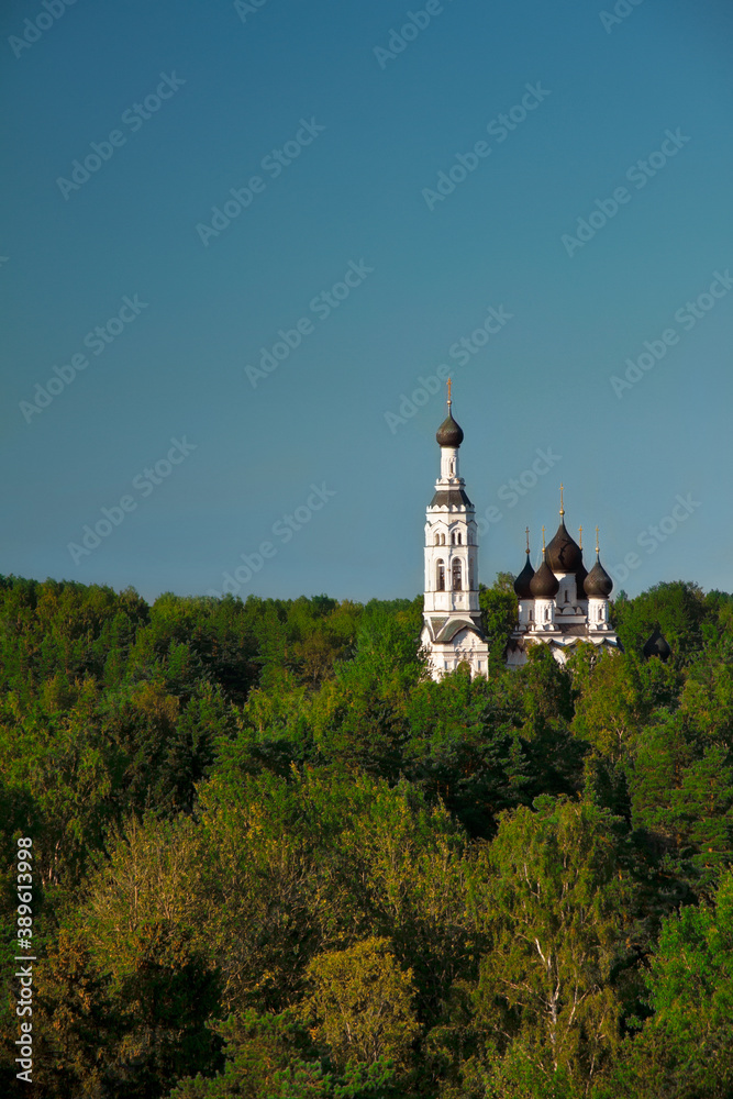 Church of the Kazan Icon of the Mother of God in Zelenogorsk in St. Petersburg, Russia, view from above