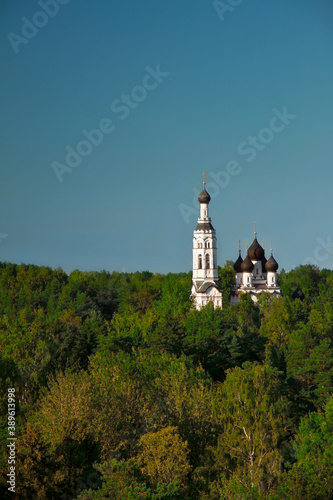 Church of the Kazan Icon of the Mother of God in Zelenogorsk in St. Petersburg, Russia, view from above