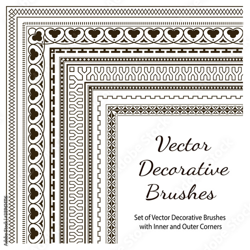 Decorative vector brushes with inner and outer corner.