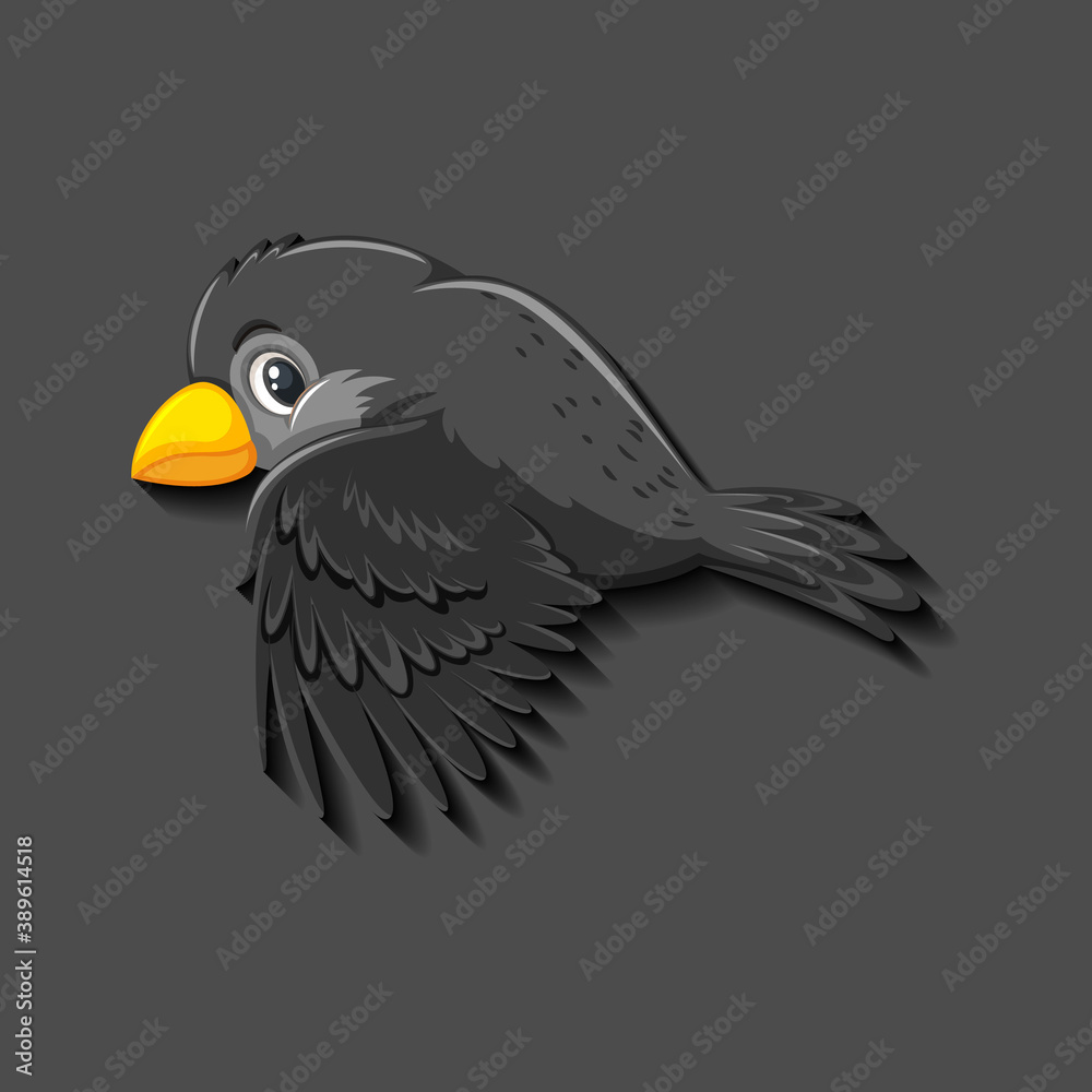 Obraz premium Black bird cartoon character