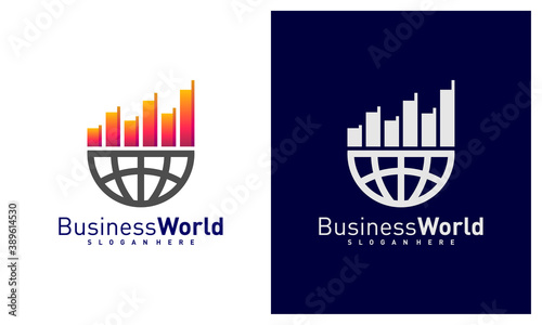 Stats World logo design vector, Colorful World logo design template, Icon symbol
