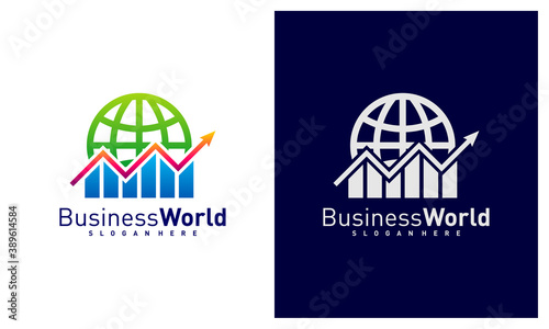 Stats World logo design vector, Colorful World logo design template, Icon symbol