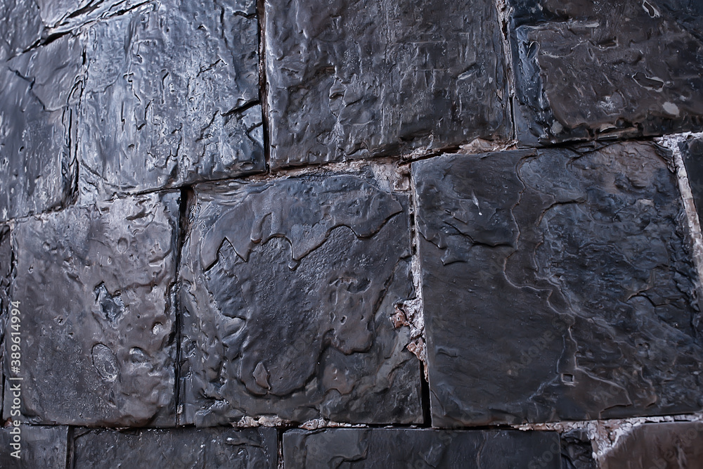 Fototapeta premium stone tile cladding background, abstract blank stone wall