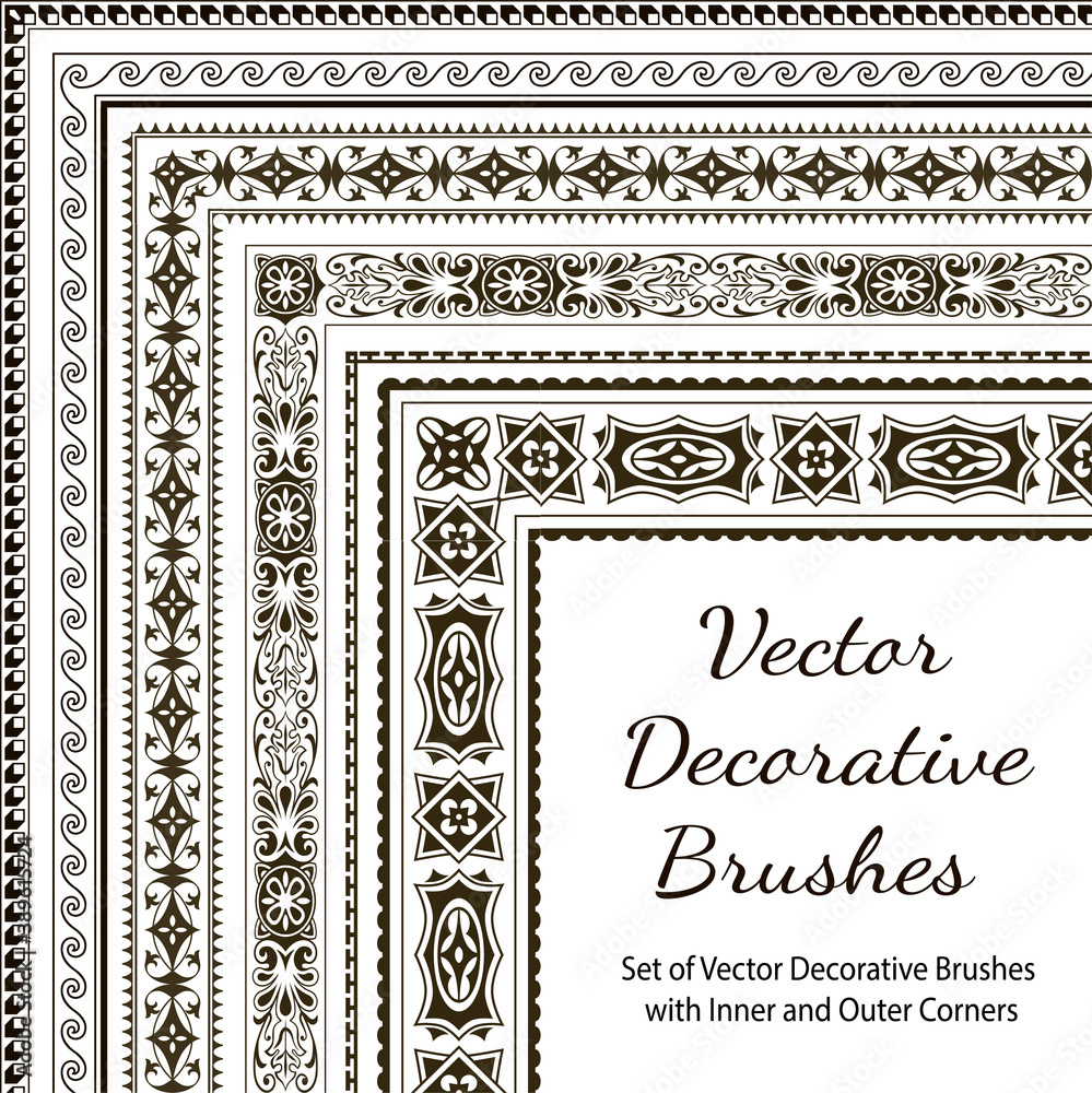 Decorative vector brushes with inner and outer corner.