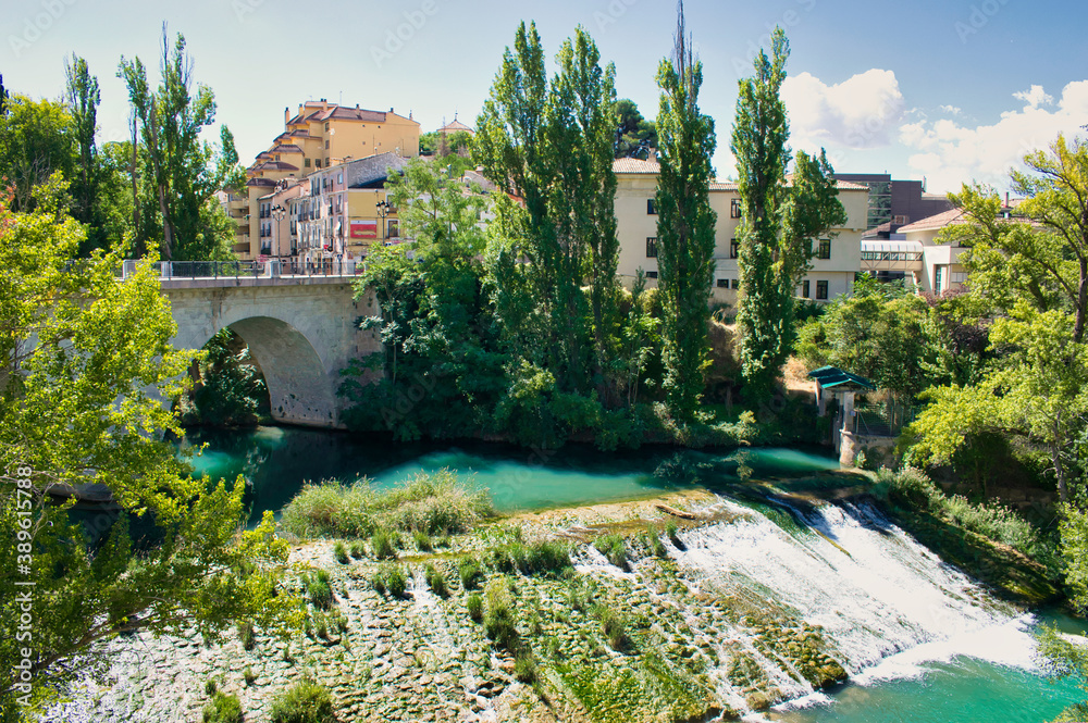 The San Anton bridge and the Jucar river as it passes through the city of Cuenca