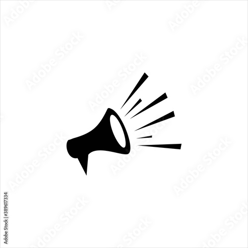Speaker logo. Megaphone icon design. Loudspeaker symbol. Simple minimalist vector. Communication message illustration. Broadcast announcement concept. Modern loud sound equipment graphic. 