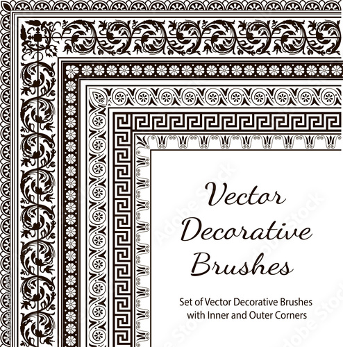 Decorative vector brushes with inner and outer corner.