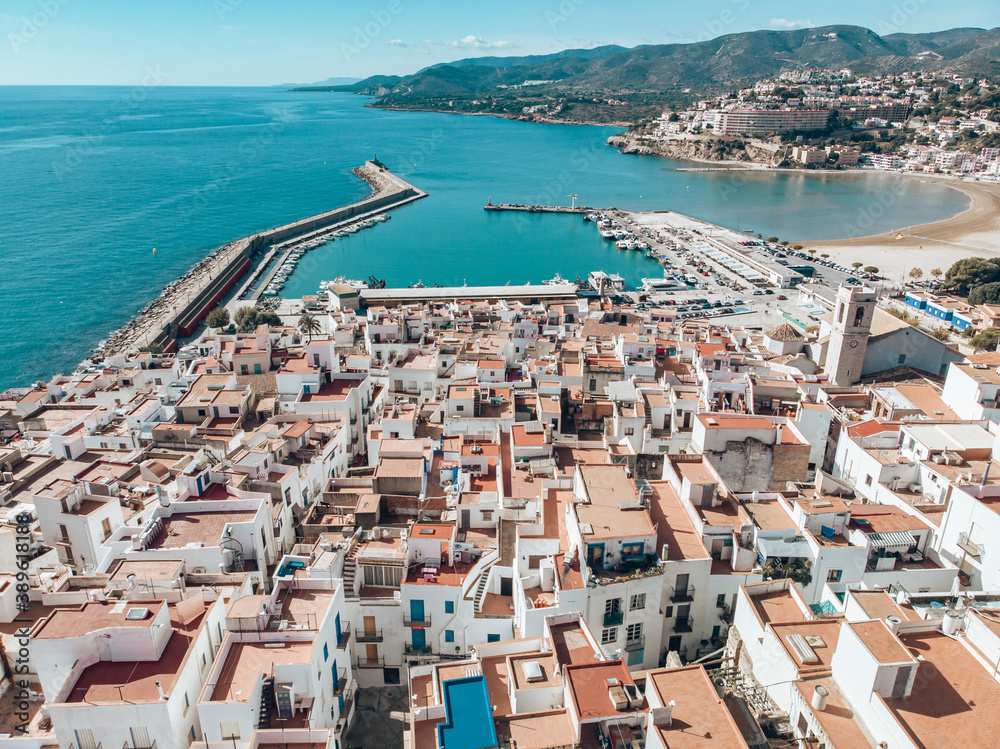 Naklejka premium Peniscola from above shot with a drone