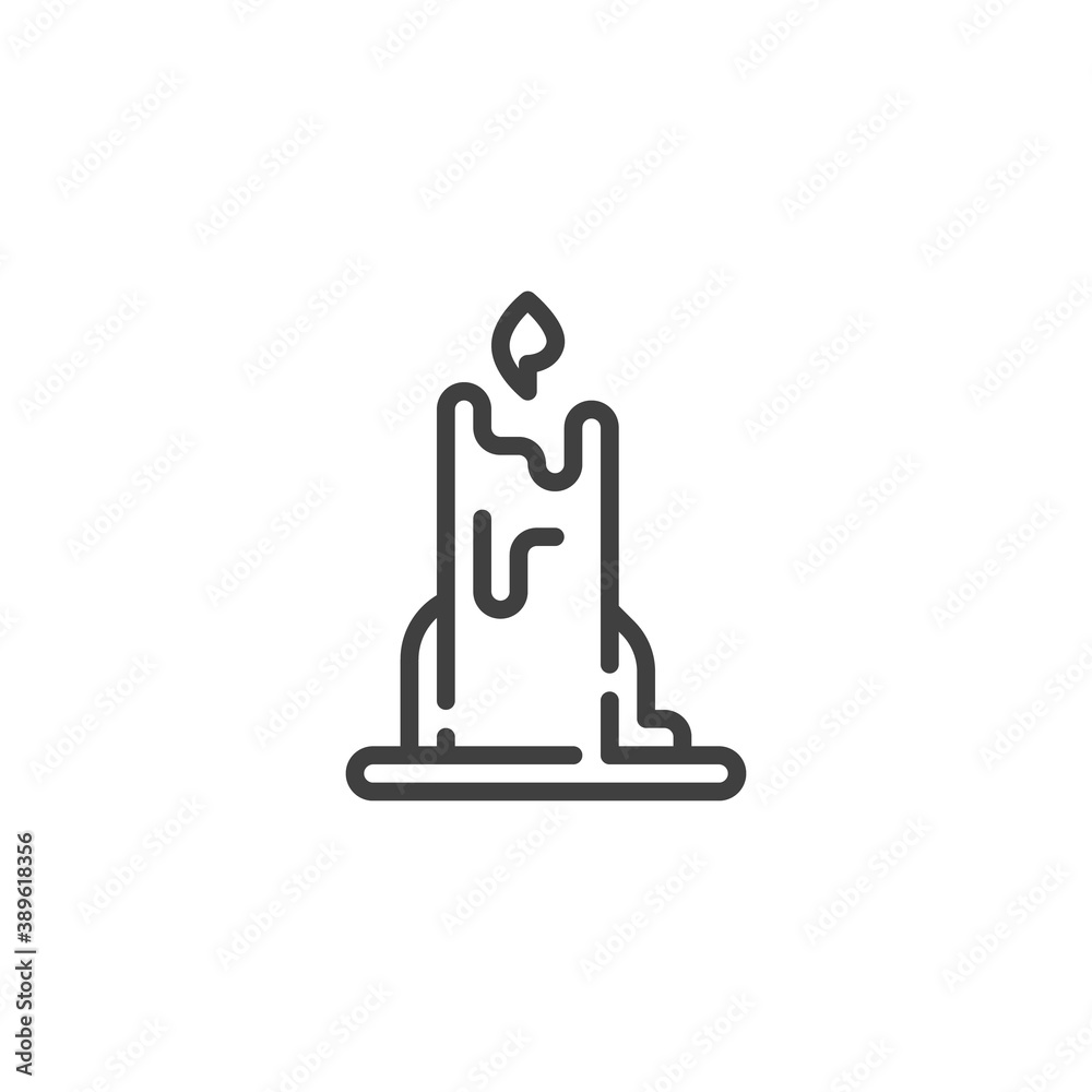 Wax candle line icon. linear style sign for mobile concept and web design. Burning candle outline vector icon. Symbol, logo illustration. Vector graphics Wax candle line icon. linear style sign for mobile concept and web design. Burning candle outline vector icon. Symbol, logo illustration. Vector graphics