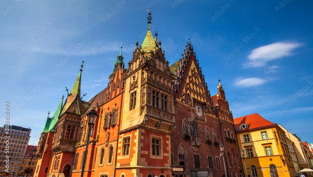 Fototapeta Medieval town hall in Wroclaw, Poland.
